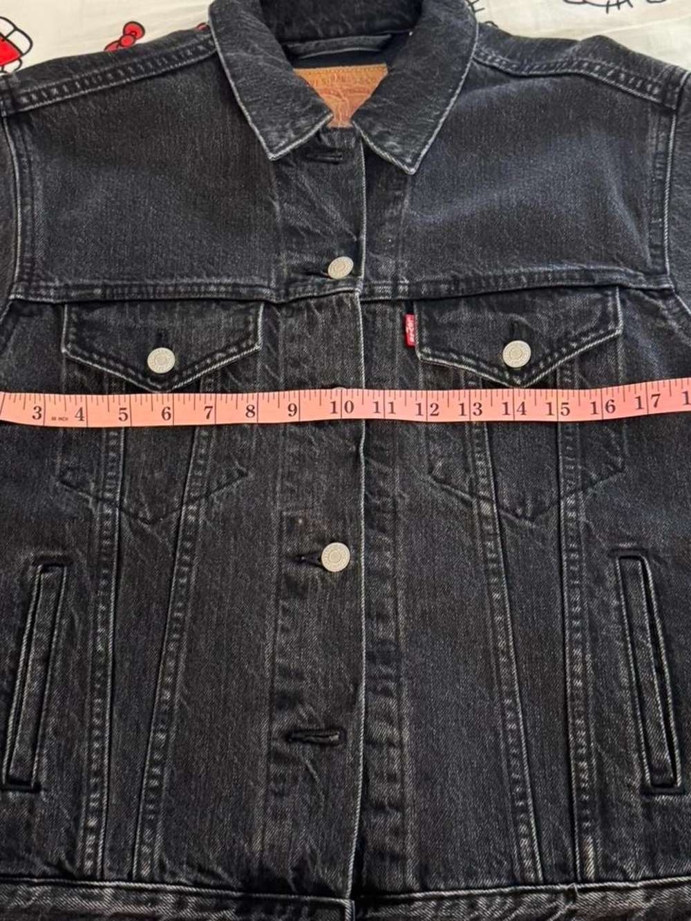 Levi's Black Denim Trucker Jacket with Zipper Sleeves - Picture 6 of 7